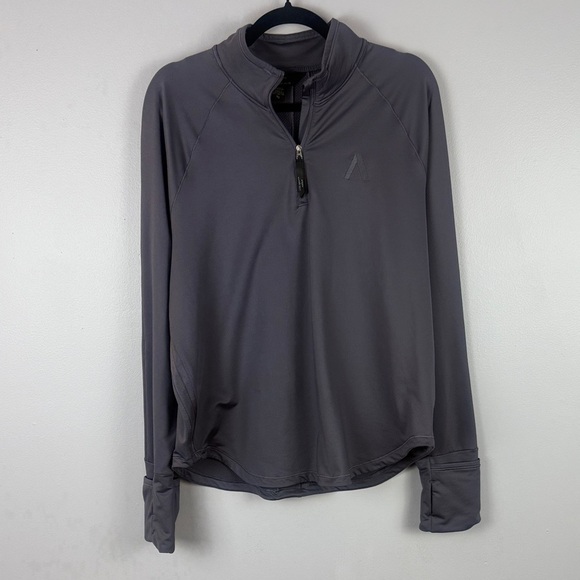 Athleta x Allyson Felix Heather Gray Quarter-Zip Long Sleeve Top Size XL - Picture 2 of 12